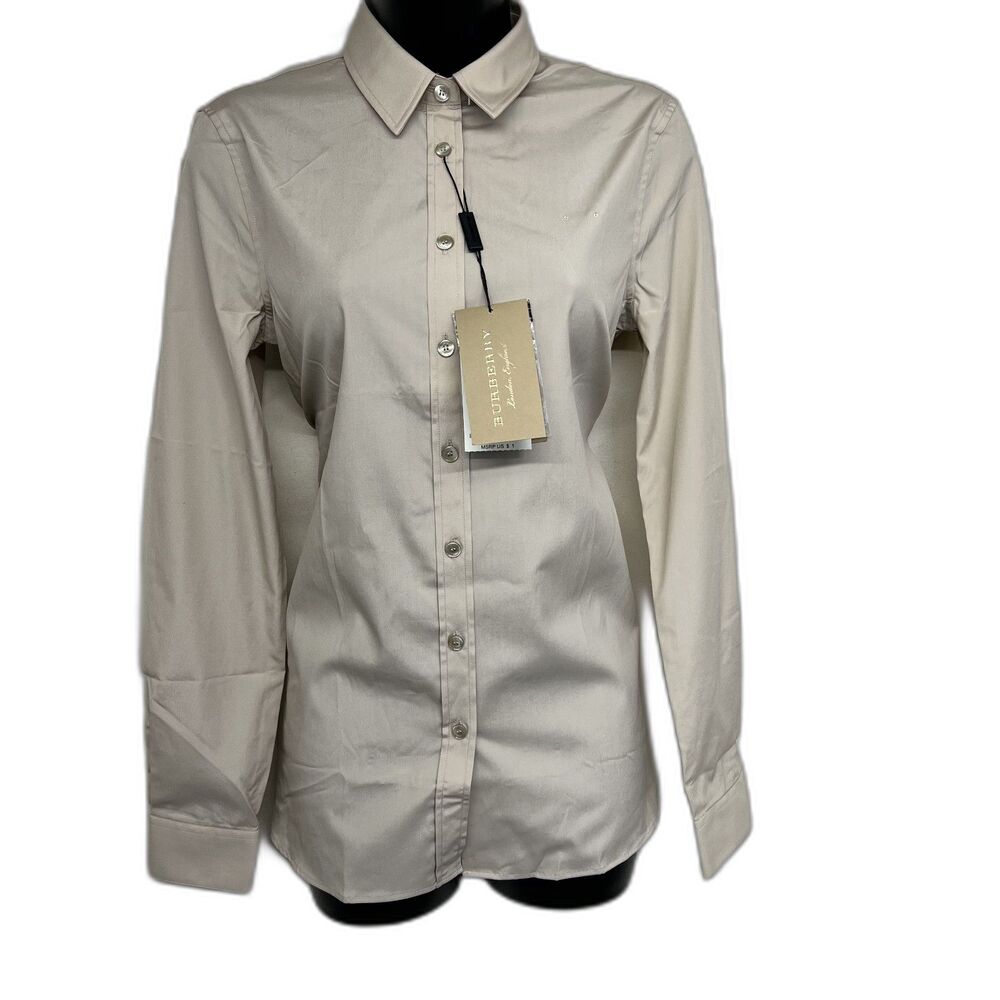 Burberry London Tan Button Down Long Sleeve NWT 8 Shirt Quiet Luxury Old Money